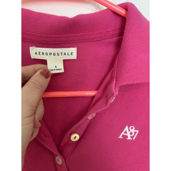 Aeropostale Pink Polo Shirt Size Small Preppy Y2K - Picture 4 of 5